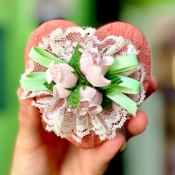Other - Heart-Shaped Pink Lace Decor with Flowers Trinket Jewelry box Home